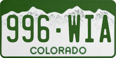 CO license plate 996WIA