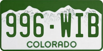 CO license plate 996WIB