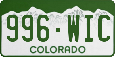 CO license plate 996WIC