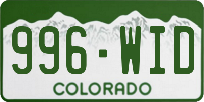 CO license plate 996WID