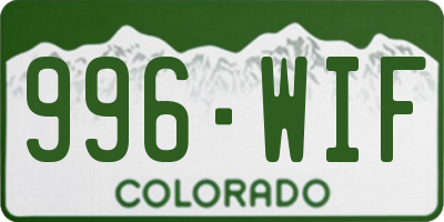 CO license plate 996WIF