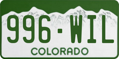 CO license plate 996WIL