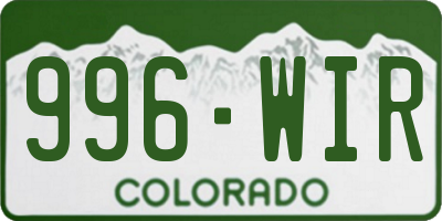 CO license plate 996WIR
