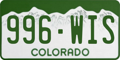 CO license plate 996WIS