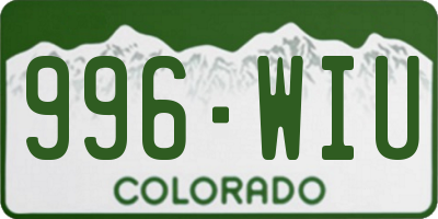 CO license plate 996WIU