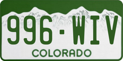 CO license plate 996WIV