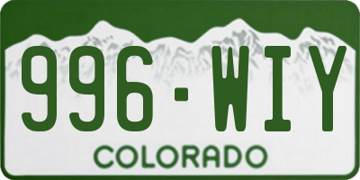 CO license plate 996WIY