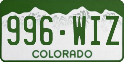 CO license plate 996WIZ