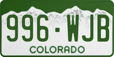 CO license plate 996WJB