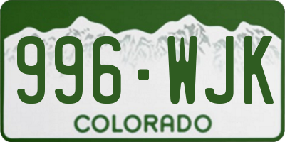 CO license plate 996WJK