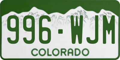 CO license plate 996WJM