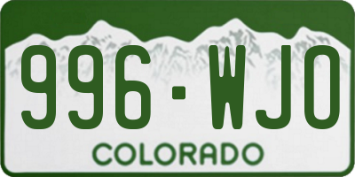 CO license plate 996WJO