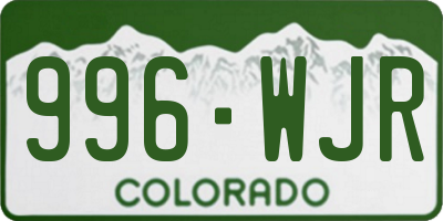 CO license plate 996WJR