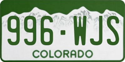 CO license plate 996WJS