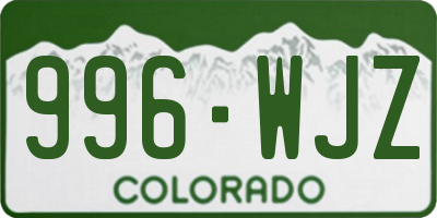 CO license plate 996WJZ