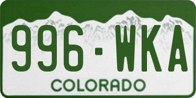 CO license plate 996WKA