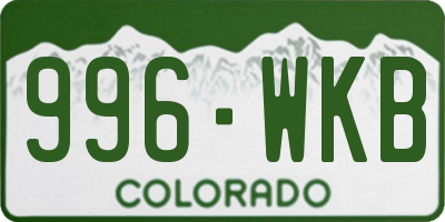 CO license plate 996WKB
