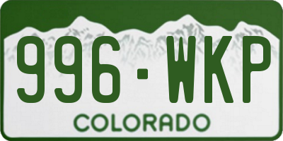 CO license plate 996WKP