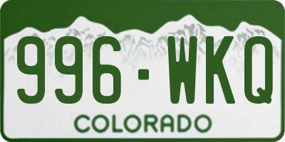 CO license plate 996WKQ