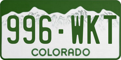 CO license plate 996WKT