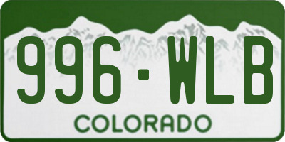 CO license plate 996WLB