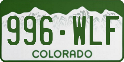 CO license plate 996WLF