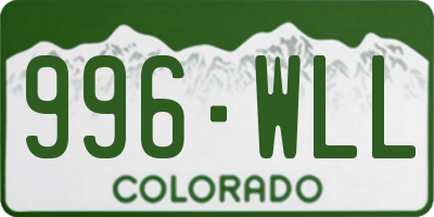 CO license plate 996WLL