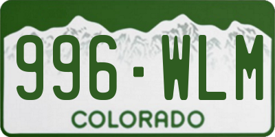 CO license plate 996WLM