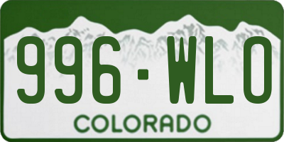 CO license plate 996WLO