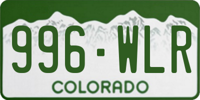 CO license plate 996WLR