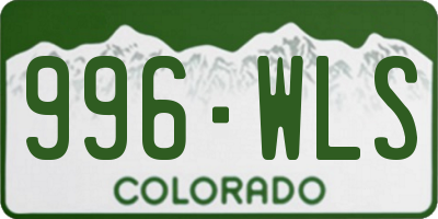 CO license plate 996WLS
