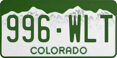 CO license plate 996WLT