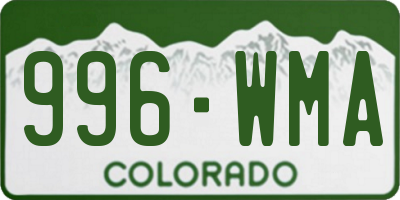 CO license plate 996WMA