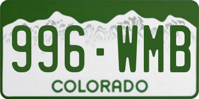 CO license plate 996WMB