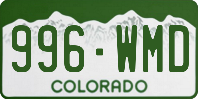 CO license plate 996WMD