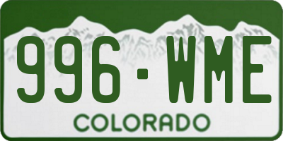 CO license plate 996WME