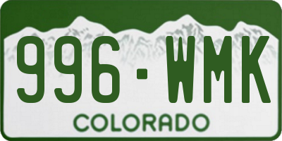 CO license plate 996WMK