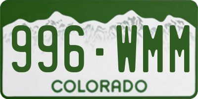 CO license plate 996WMM