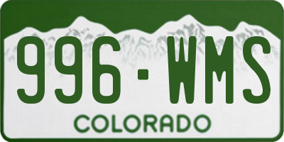 CO license plate 996WMS