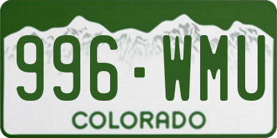 CO license plate 996WMU