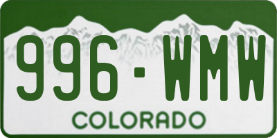 CO license plate 996WMW
