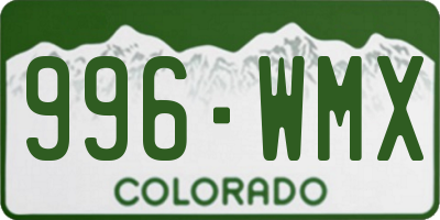 CO license plate 996WMX