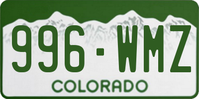 CO license plate 996WMZ