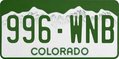 CO license plate 996WNB