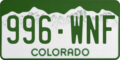 CO license plate 996WNF
