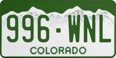 CO license plate 996WNL