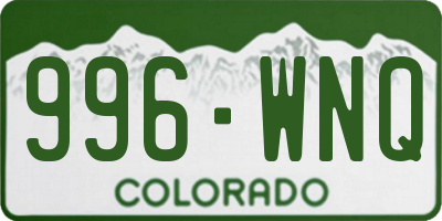 CO license plate 996WNQ