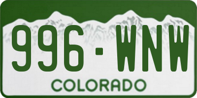 CO license plate 996WNW