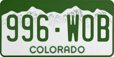 CO license plate 996WOB