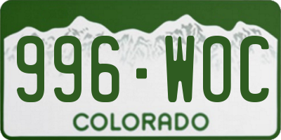 CO license plate 996WOC